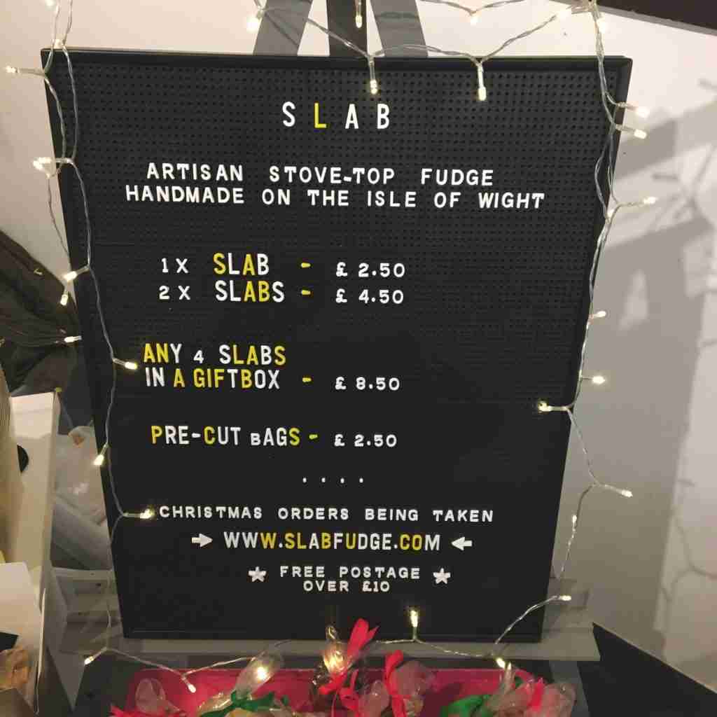 Slab Fudge Christmas Price Board